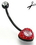 Painful Pleasures MN1068 Red Valentines Heart 14g Flexible BioPlast Crystal Explosion Pregnant Belly Button Jewelery