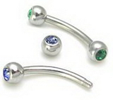 Painful Pleasures MN1147 16g Micro Jeweled Eyebrow Bent Barbell with 180 Degree Gem Balls