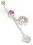 Painful Pleasures MN1168 14g 7/16&quot; Anchor and Helm Dangle Belly Button Ring with Pink Jewels