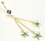 Painful Pleasures MN1211 14g 7/16&quot; GOLD TONE Single Sapphire Gem with Triple Stars Belly Button Jewelry