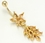 Painful Pleasures MN1216 14g 7/16&quot; Gold Tone Flower with Cascading Leaves Belly Jewelry