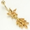 Painful Pleasures MN1216 14g 7/16&quot; Gold Tone Flower with Cascading Leaves Belly Jewelry