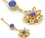 Painful Pleasures MN1221 14g 7/16'' Gold Tone Dark Blue Jewel Belly Button Ring with Flower Cluster Charm