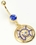 Painful Pleasures MN1222 14g 7/16'' Gold Tone Belly Button Ring with Dark Blue Gems &amp; Cobweb Charm