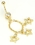 Painful Pleasures MN1227 14g 7/16'' Gold Tone Crystal Jewel Belly Button Ring with 3 Star Charms
