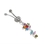 Painful Pleasures MN1241 14g 7/16&quot; Flower Multi-Colored Jeweled Flower Belly Button Ring