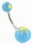 Painful Pleasures MN1267 14g 7/16'' Blue and Yellow Sun Fimo Belly Button Ring