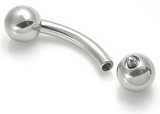 Painful Pleasures MN1353 8g Bent Barbell Internally Threaded Stainless Steel 3/8&quot; to 1-1/2&quot;
