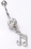 Painful Pleasures MN1359 14g 7/16'' Crystal Jeweled Musical Note Dangle Belly Button Ring