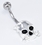 Painful Pleasures MN1527 14g 7/16&quot; SKULL Belly Button Jewelry for Pierced Navels