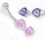 Painful Pleasures MN1575 14g 3/8&quot; DOUBLE HEART Dangle Navel Ring