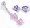Painful Pleasures MN1575 14g 3/8&quot; DOUBLE HEART Dangle Navel Ring