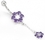 Painful Pleasures MN1591 14g 3/8&quot; FLOWER with Charm Belly Jewelry