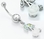 Painful Pleasures MN1639 14g 7/16&quot; Crystal Gem with AB White Rose Dangle Belly Ring