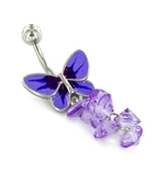 Painful Pleasures MN1740 Butterfly Purple Dangle Navel Jewelry on a  14g 3/8" Shaft