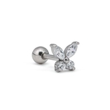 Painful Pleasures MN1787 16g Stainless Steel Ear Jewelry with Crystal Butterfly Charm - Price Per 1