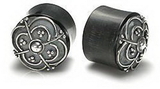 Elementals Organics ORG004 TRADITIONAL SILVER BALI Design Plug Horn Organic Ear Jewelry - Price Per 1
