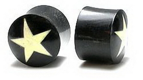 Elementals Organics ORG007 STAR PLUG Inlay Natural Horn Organic Body Jewelry - Price Per 1