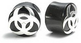 Elementals Organics ORG011 SILVER BIOHAZARD Plug Horn Organic Ear Jewelry - Price Per 1