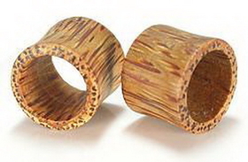 Elementals Organics ORG044 COCONUT Wood Earlet Hollow Plug Natural Ear Jewelry 8g - 1 1/4&quot; - Price Per 1