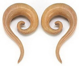 Elementals Organics ORG065 Red Saba Wood Spiral Hanger Earring - Price Per 1