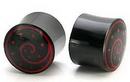Elementals Organics ORG080 Red Spiral with Dots Inlayed on Organic Horn Plug 6g - 1 1/4" - Price Per 1