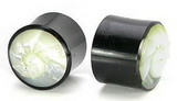 Elementals Organics ORG082 Carved Shell Inlayed on a Horn Plug Organic Body Jewelry 0g - 1 1/4" - Price Per 1