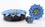 Elementals Organics ORG1074 BLUE Flower Painted Leather Double Flare Horn Plug 8mm - 50mm - Price Per 1