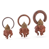 Elementals Organics ORG1193-pair Ganesha Protector Saba and Sono Wood Hanger - 3mm-12mm - Price Per 2