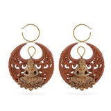 Elementals Organics ORG1195-pair 14g Nirvana Saba Wood Carved Earring with Bronze - Price Per 2