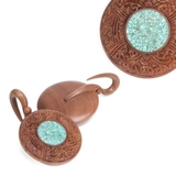 Elementals Organics ORG1198 Saba Wood Window of Life Hanger with Crushed Turquoise 3mm - 12mm - Price Per 1