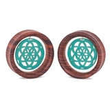 Elementals Organics ORG1628 Dangling Turquoise Seed of Life Red Tigerwood Tunnel - 28mm-50mm - Price Per 1