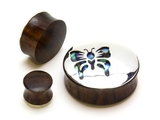 Elementals Organics ORG2044-pair Abalone Butterfly Negative Space Art Plugs - 12mm-34mm - Price Per 2