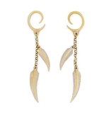 Elementals Organics ORG2141-pair Feathers in the Wind Mother of Pearl Large Gauge Dangle Earrings - Price Per 2