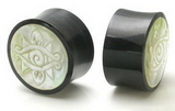 Elementals Organics ORG235 Mother of Pearl Carved Eye Cap on Horn Plug 10mm - 30mm - Price per 1