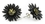 Elementals Organics ORG3001-pair BLACK Leather Flower Earrings Standard Butterfly Clasp - Price Per 2