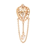 Painful Pleasures ORG3110 18k Gold Plated Filigree Heart Tear Drop Tunnel with Chains - 16mm-24mm - Price Per 1