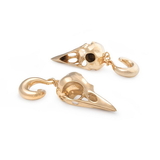 Painful Pleasures ORG3160-Gold-pair 0g Crow Skull Yellow Gold Plated Spiral Plug Earrings - Price Per 2