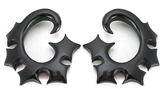 Elementals Organics ORG330-pair Stars Black Horn Spiral Earrings Body Jewelry - Price Per 2