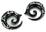 Elementals Organics ORG388 Bone Dust Inlay and Abalone Inlay on Spiral Horn Organic Body Jewelry - 4mm-10mm - Price Per 1