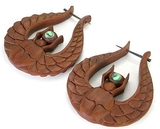 Elementals Organics ORG409-pair SOARING Saba Wood Pick Earrings with Abalone Inlay - Stirrups Natural Body Jewelry - Price Per 2
