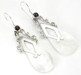 Elementals Organics ORG435-pair Mother of Pearl Tear Drop Design # 8 with .925 Sterling Silver - Earrings - Price Per 2
