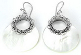 Elementals Organics ORG438-pair Mother of Pearl Round Design # 5 with .925 Sterling Silver - Earrings - Price Per 2