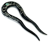 Elementals Organics ORG474 HairPin made from HORN with Abalone Inlay and Bone Dust Wholesale Hair Stick