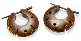 Elementals Organics ORG636-pair Coconut Shell Cheaters CS# 3- Stirrups Natural Body Jewelry - Price Per 2