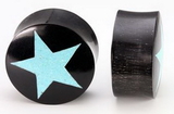 Elementals Organics ORG729 Horn Plug with STAR CRUSHED TURQUOISE Inlay Organic Plug 8mm-24mm - Price Per 1