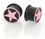 Painful Pleasures P042-d Pink Star on BLACK Silicone Flexible Earlets from 0g up to 1&quot; - Price Per 1