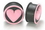 Painful Pleasures P045-a PINK/BLACK HEART Silicone Flexible Earlets from 0g up to 3/4&quot; - Price Per 1