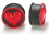 Painful Pleasures P045-b RED/BLACK HEART Silicone Flexible Earlets from 0g up to 3/4&quot; - Price Per 1