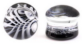 Painful Pleasures P161 Double Flare BLACK WHITE Glass Plug - 8g - 3/4" - Price Per 1